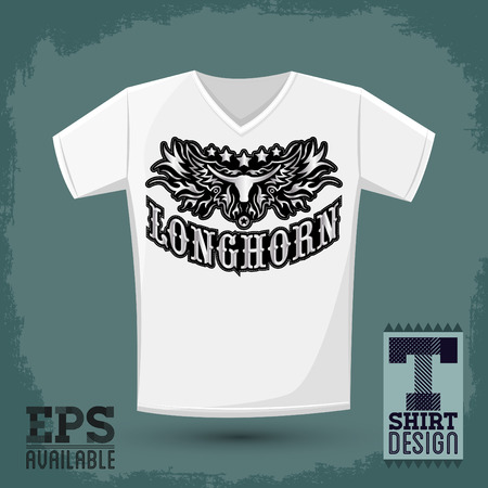 Longhorn western t shirt vector design - Rodeo cowboy jerseyのイラスト素材