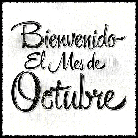 Bienvenido el mes de Octubre - Welcome October spanish text, vector lettering messageのイラスト素材