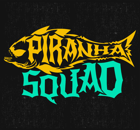 Piranha Team - vector punk style lettering, Team emblemのイラスト素材