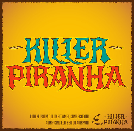 Killer Piranha - Lettering vector emblem - label designのイラスト素材