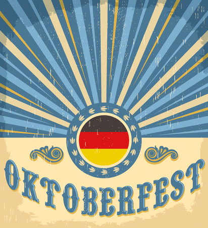 Oktoberfest vintage celebration poster design - Vector old paper illustrationのイラスト素材