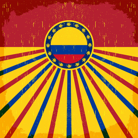 Colombia vintage patriotic poster - card vector design, Colombian holiday decorationのイラスト素材