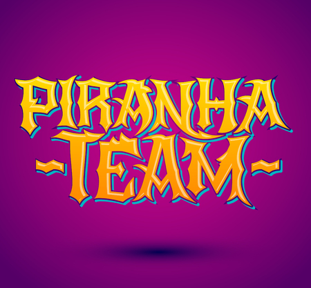 Piranha Team - vector punk style lettering, Team emblemのイラスト素材