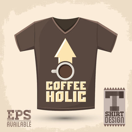 Coffeeholic, coffee addict vector shirt design, Modern phrase for coffee loversのイラスト素材