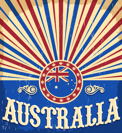 Australia vintage patriotic poster - card vector design, australia holiday decorationのイラスト素材