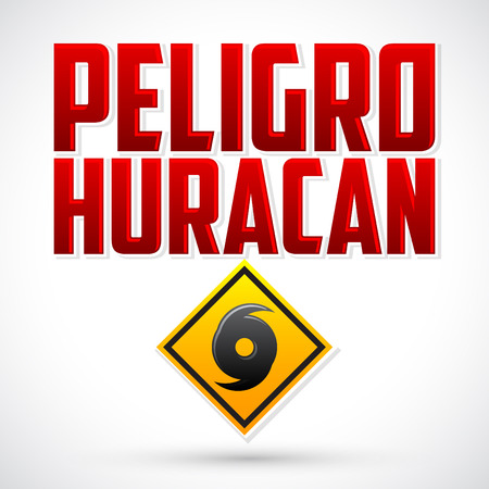 Peligro Huracan - Danger Hurricane warning spanish text - vector sign, natural disaster warning emblemのイラスト素材