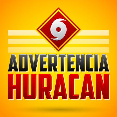 Advertencia Huracan - Hurricane warning spanish text - vector sign, natural disaster warning emblemのイラスト素材