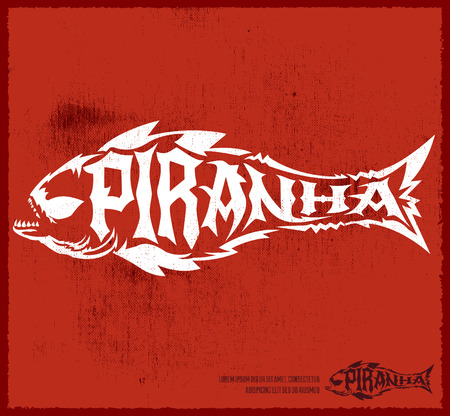 Piranha vector lettering with the shape of a fish - hardcore emblemのイラスト素材