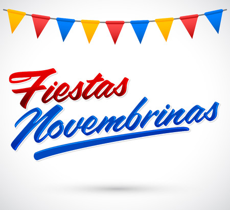 Fiestas Novembrinas - November Celebrations spanish text - Colombia traditional holiday, Independence celebration.のイラスト素材
