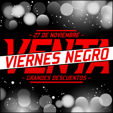 Viernes Negro Venta - Black Friday Sale spanish text - vector special offer letteringのイラスト素材