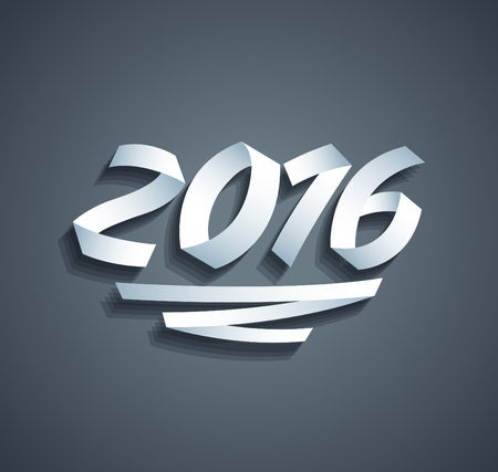 New year 2016 lettering made with Red ribbons - Vector typographic designのイラスト素材