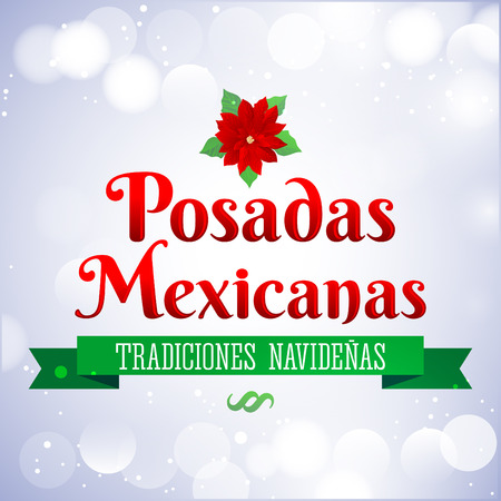 Posadas Mexicanas - Christmas Lodging spanish text - Posadas is a Mexican traditional christmas celebration - holiday emblemのイラスト素材
