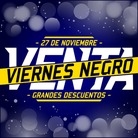 Viernes Negro Venta - Black Friday Sale spanish text - vector special offer letteringのイラスト素材