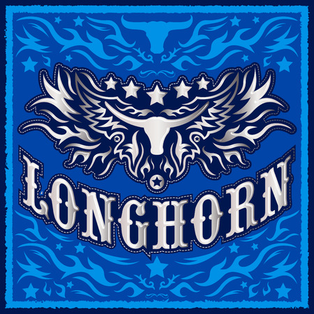 Longhorn metallic western vector design - Rodeo cowboy posterのイラスト素材