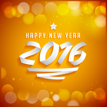 Happy New year 2016 lettering made with ribbons - Vector typographic design with fantasy backgroundのイラスト素材