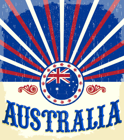 Australia vintage patriotic poster - card vector design, australia holiday decorationのイラスト素材