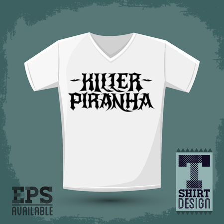 Killer Piranha - Lettering vector emblem - t - shirt print designのイラスト素材