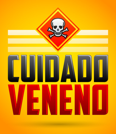Cuidado Veneno - Warning Poison spanish text - vector hazard signのイラスト素材