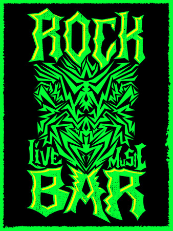 Rock Bar Hardcore poster design template - Rock Pub vector posterのイラスト素材
