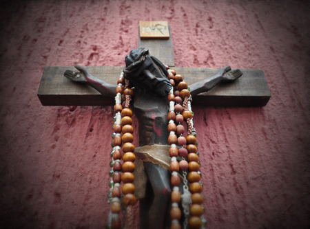 Mexican wooden crucifix with vignetteの写真素材