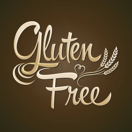Gluten Free - vector lettering label with wheatのイラスト素材