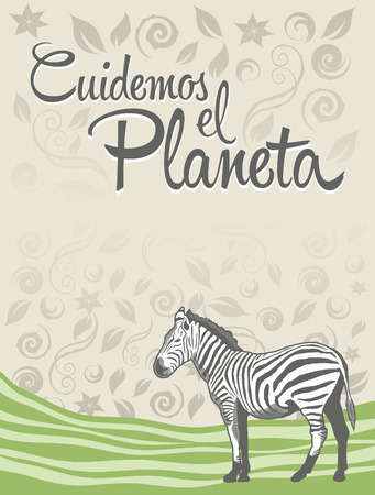 Cuidemos el Planeta - Care for the Planet spanish text - Vector ecology concept designのイラスト素材
