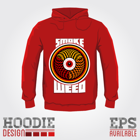 Hoodie design - Smoke weed red eye abstract Vector illustration - print designのイラスト素材