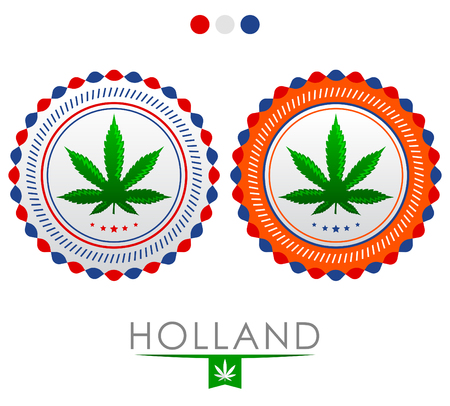 Holland marijuana emblem - vector cannabis seal of approval with the colors of the flag of Hollandのイラスト素材