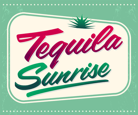 Tequila sunrise vector sign - lettering - mexican drink icon, emblemのイラスト素材