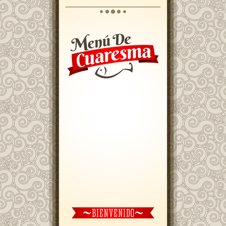 Menu de Cuaresma - Lenten menu spanish text - Lent sea food vector menu cover design - During the season of Lent is tradition to eat a meat-free menu in latin americaのイラスト素材