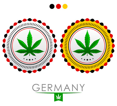 Germany marijuana emblem - vector cannabis seal of approval with the colors of the flag of germanyのイラスト素材