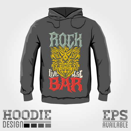Rock Bar - Vector hoodie print design - sweatshirt Cool hardcorel print templateのイラスト素材