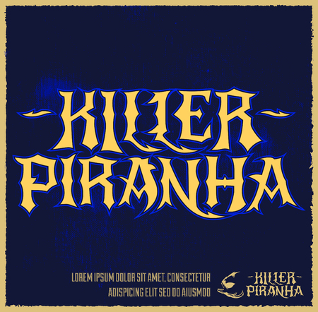 Killer Piranha - Lettering vector emblem - label designのイラスト素材