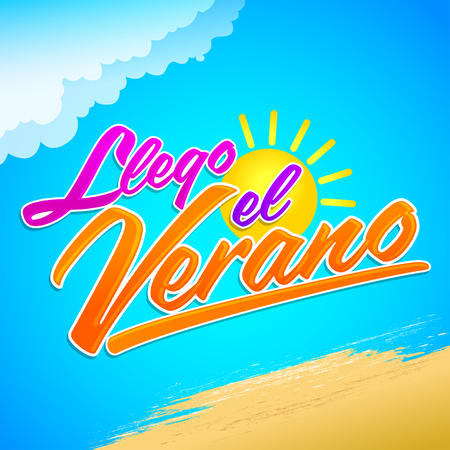 Llego el Verano - Summer has arrived spanish text, vector letteringのイラスト素材