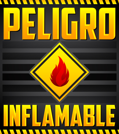 Peligro Inflamable - Danger Flammable Spanish text, vector warning highly Flammable Signのイラスト素材