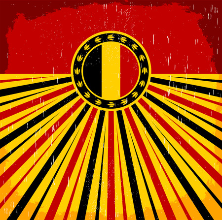 Belgium vintage old poster with Belgian flag colors - card vector design, Belgium holiday decorationのイラスト素材