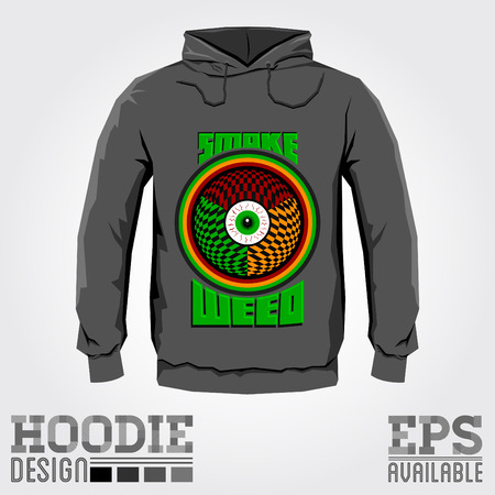 Hoodie design - Smoke weed red eye abstract Vector illustration - print designのイラスト素材