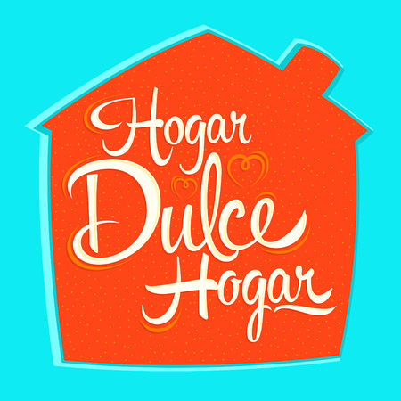 Hogar dulce Hogar - Home sweet Home spanish text, vector lettering inside in a house shapeのイラスト素材