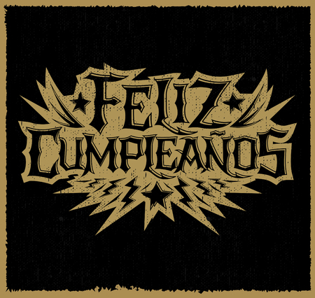 Feliz Cumpleanos - happy birthday spanish text - vector hardcore punk - rock letteringのイラスト素材