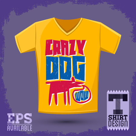 Graphic T-shirt design - crazy dog - Typographic Design - comic shirt graphic designのイラスト素材