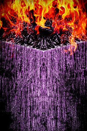Creepy dark background with fire - grunge illustrationの写真素材