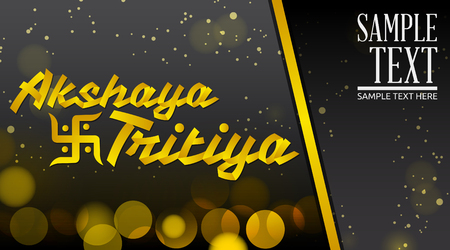 Akshay Tritiya - Traditional India celebration - Golden ribbon Vector Lettering with black  backgroundのイラスト素材
