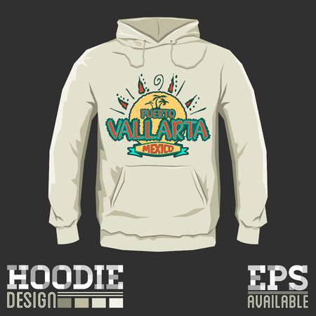 Puerto Vallarta Hoodie print design - sweatshirt templateのイラスト素材