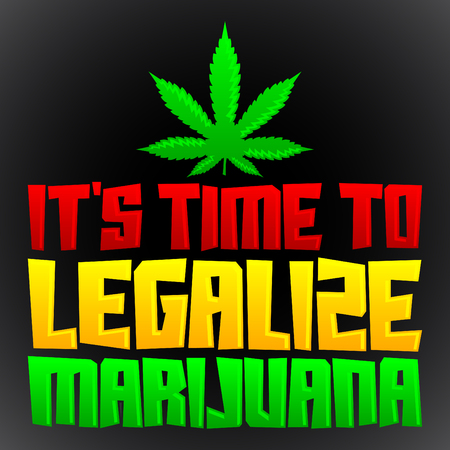 It's time to legalize Marijuana - vector lettering design with rasta colorsのイラスト素材