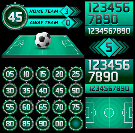 Football - Soccer scoreboard and timer, stopwatch to track the time in a football game, Broadcast Graphics templateのイラスト素材