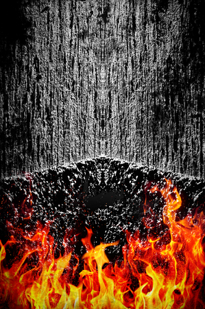 Creepy dark background with fire - grunge illustrationの写真素材
