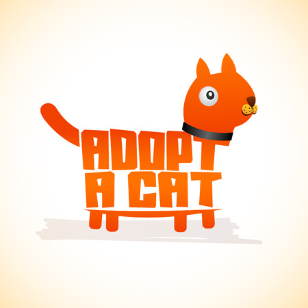 Adopt a Cat, Vector icon lettering with cat shape, adoption concept.のイラスト素材