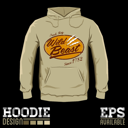 Wild Beast - Vector hoodie print design - sweatshirt vector badge print templateのイラスト素材