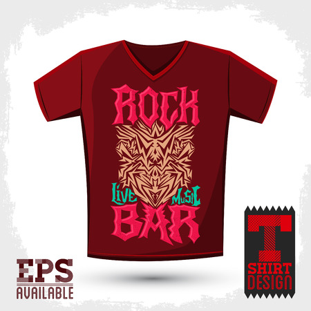 Rock Bar T shirt design template, silkscreen metal style letteringのイラスト素材