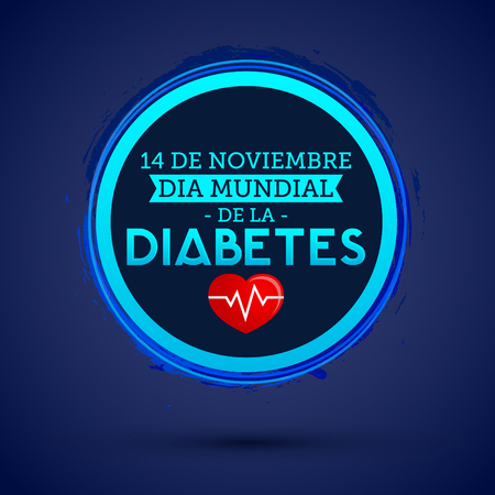 Dia mundial de la Diabetes - World Diabetes Day 14 november spanish text. vector Diabetes blue circle symbol, emblem, icon.のイラスト素材